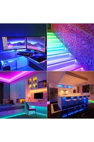 Zhltools Kumandalı 5 Metre Tek Çipli Rgb Şerit Led Çok Renkli