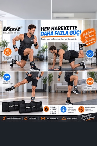 1,5 KG x 2 Adet Ayarlanabilir El ve Ayak Bilek Ağırlığı, Cırt Cırtlı Fitness Egzersiz Ağırlık Seti