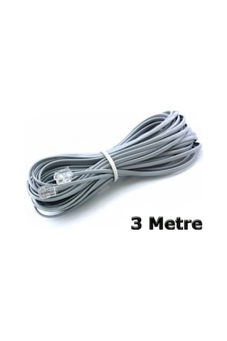 Telefon Kablosu 3 Metre Jacklı Rj11 Köken Kablo Adsl Modem Kablo