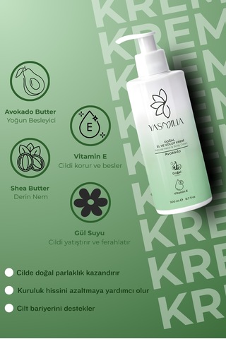 Doğal Premium Nemlendirici El Ve Vücut Kremi Vitamin Ve Bitki Özleri 2li Set Avokado