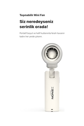 Xenon Smart Taşınabilir Şarjlı 5 Kademeli El Fanı 7 Saat Kullanım 14000 Rpm Sessiz Mini Vantilatör X6101