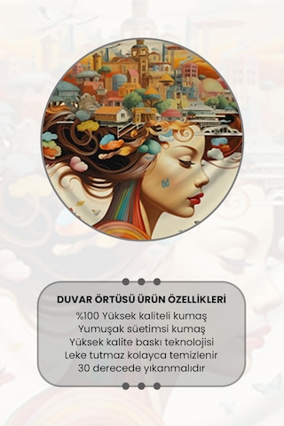 Renkli Kadın Silüet Desenli Duvar Halısı Duvar Örtüsü Tapestry Süet Dokulu Kumaş