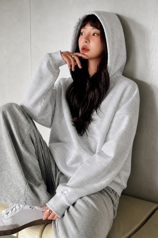 Cool Tarz Kadın Oversize Hoodie Sweatshirt Kapüşonlu Kanguru Cepli Gri Gri