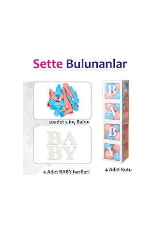 Cinsiyet Belirleme Parti Seti Baby Kutu, Banner, Folyo Balon Ve Balon Zincir Seti Konsept 4
