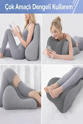Viscoform Curve Ortopedik Bel & Bacak Destek Yastığı Visco Memory Foam Ergonomik Tasarım Gri