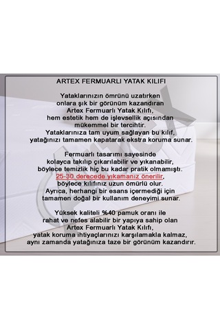 Artex 140X200 Fermuarlı Yatak Kılıfı Yatak Koruyucusu Yatak Örtüsü Nevresim