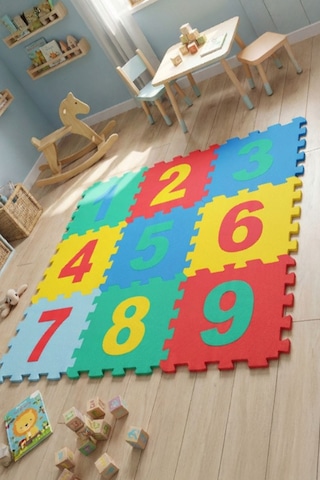 9 Parça Sayılar Puzzle Yer Matı Hem Öğretir Hem Oyun Alanı Hazırlar Oyun Matı Puzzle