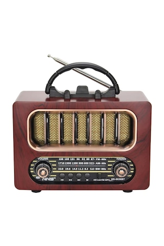 Orta Boy Retro Ahşap Tasarım Bluetooth Hoparlörlü Radyo - Fm/am Destekli, Şarjlı Ve Taşınabiliri Radyo Ns-6636 5250 38894572