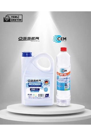 Cem Car Care Saf Su Ütü Ve Akü Suyu 1 Lt , Osser Antifriz 3 Lt Mavi -37 Derece