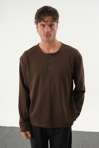 Redline Taren Oversize Erkek Kışlık Düğmeli Sweatshirt Kahverengi