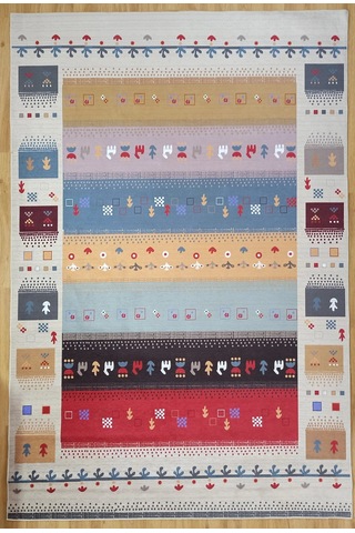Renkli Ve Figürlü Modern Kilim Halı - 12664ou Çok Renkli