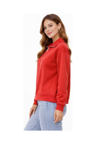 Bebuy Sweatshirt Yarım Fermuarlı Turuncu