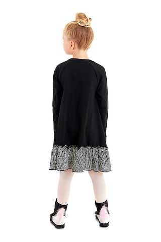 Denokids Gümüş Leopar Kız Çocuk Siyah Elbise Siyah