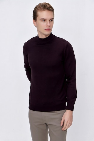 Morven Basic Dinamik Fit Rahat Kesim Yarım Balıkçı Yaka Triko Kazak 99kc017002309 Mor