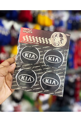 Universal Araç Uyumlu, Kia Jant Göbeği Arması, Sticker 4'lü Set 60mm Gümüş