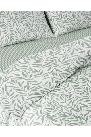 English Home Leaf Dream Kolay Ütülenir Tek Kişilik Çarşaflı Nevresim Takımı 160x220 Cm Yeşil Yeşil