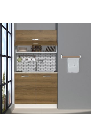 Decoraktiv Mini 100y Mdf Hazır Mutfak Dolabı - Tezgah Dahil - Naturel Pera Meşe