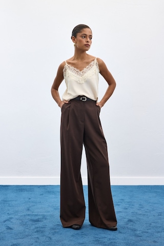 Sateen Lena Palazzo Pantolon - Kahve-136956 Kahve