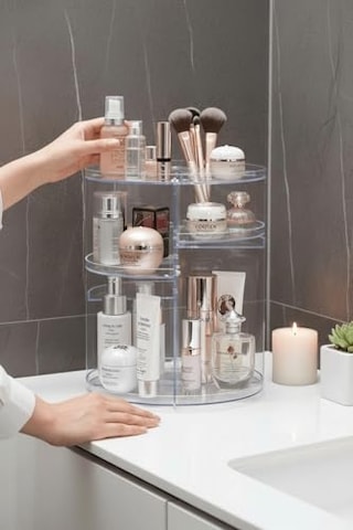 Mithra Life 360 Derece Dönen Makyaj Takı Rafı Organizer Şeffaf Kozmetik Düzenleyici Mıt1293 10 Parça