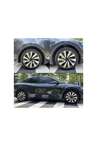Red Lion Parts Tesla Model Y Juniper 2025+ Uyumlu 19 İnç Uberturbine Stil Jant Kapağı Seti - Gümüş & Siyah