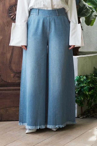 1153-denim Püsküllü Pantolon Etek Açık Mavi Açık Mavi