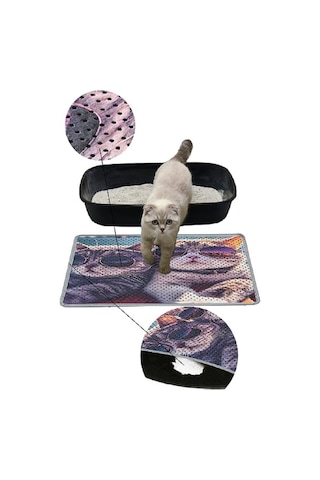 Kar Mat Kedi Tuvaleti Paspası Delikli Kedi Kumu Paspası Gözlüklü