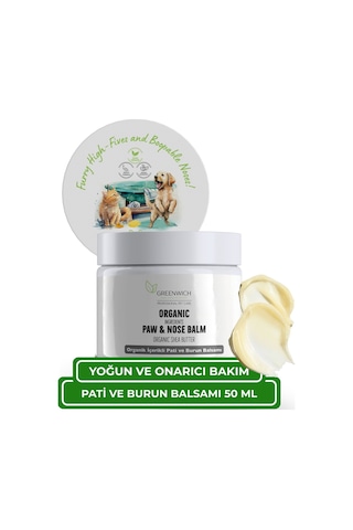Greenwich Kedi ve Köpek Pati ve Burun Balmı %86,90 Organik İçerikli Vegan Bakım Balmı Günlük Nem Desteği ve Yoğun Pati Bakımı 50 ML
