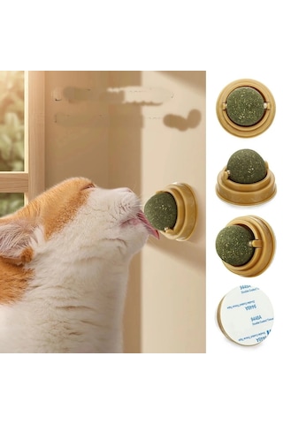 Hubrendy Cer Duvara Yapışan Dönen Kedi Nanesi Cat Oyun Topu Doğal Kedi Oyuncağı