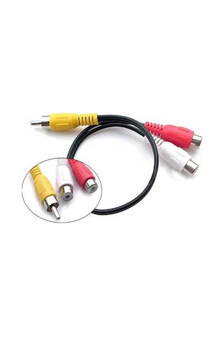 2 Adet - Anfi Y Kablo 1 Erkek Rca To 2 Dişi Rca Lale Tos Kablo - 25cm