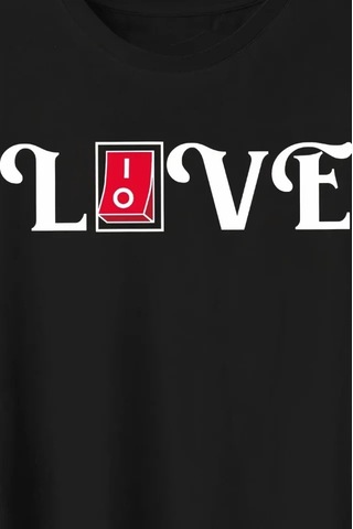 Defymoda 14 Şubat Sevgililer Günü Love Baskılı Oversize Bisiklet Yaka T-shirt - Siyah