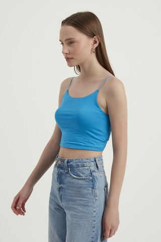 Hiccup Askılı Crop Basic Kısa Bluz Bebek Mavisi