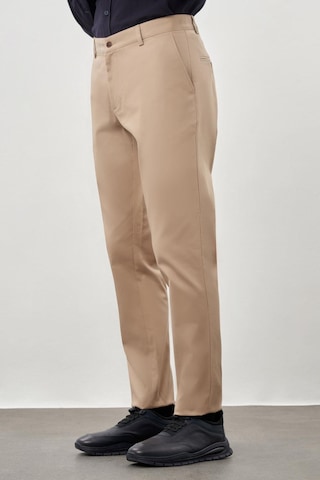 İmza Koyu Bej Düz Armürlü Pamuklu Yan Cep Comfort Fit Casual Pantolon 1003245169 KOYU BEJ