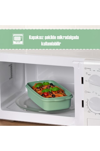 Porsima 5315 Kilitli Sızdırmaz Kapaklı Hava Tahliye Contalı Çok Amaçlı 3lü Dikdörtgen Erzak Yiyecek Saklama Kabı Seti Yeşil - 1000-1700-2800ml Yeşil