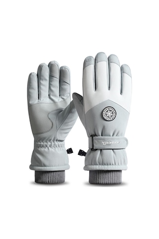 Golovejoy Sk15 1 Çift Kış Kayak Eldivenleri Su Geçirmez Polar Astarlı Dokunmatik Ekran Anti Kayıp Toka