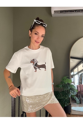 Ali Butik Ekru Leodog Baskılı Tişört