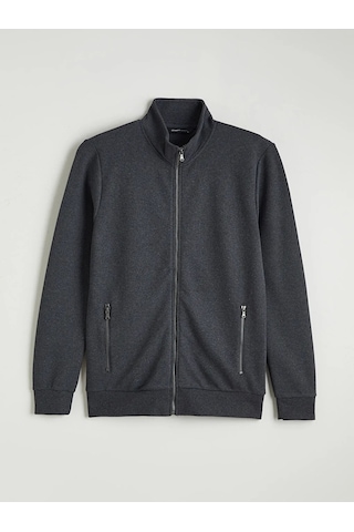 Lc Waikiki Antrasit Standart Kalıp Dik Yaka Erkek Fermuarlı Sweatshirt