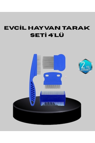 Evcil Hayvan Tüy Bakım Seti 4 Lü Paslanmaz Çelik Ve Eco Plastik Kolay Temizlenebilir Ve Dayanıklı