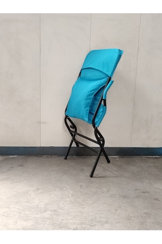 Yapa-Yavuzpaşalar Katlanan Şezlong Sandalye -- Siyah Iskeletli, Polyester Kumaş (539724803) Mavi