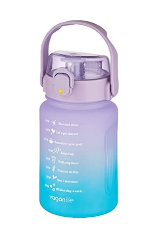 1000 Ml Pipetli/pipetsiz Kullanım Çift Renk Softtouch Motivasyon Matarası Sticker Hediyeli Genel