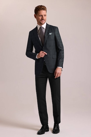 Erkek Haki Yeşil Regular Fit Yünlü Ekose Desenli Tek Ceket 001