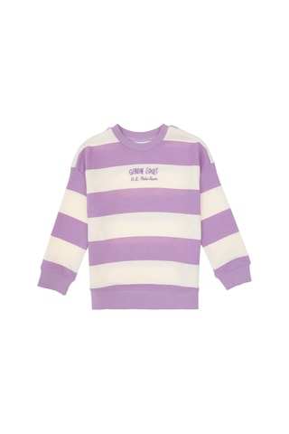U.S. Polo Assn. Kız Çocuk Lila Çizgili Bisiklet Yaka Sweatshirt 50317898-VR034