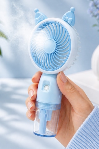 Buhar Üflemeli 3 Modlu Şarjlı El Fanı Seyahat Masaüstü Vantilatör Taşınabilir Mini Fan Mavi F830