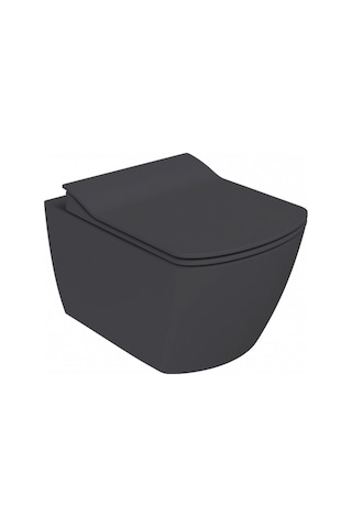 Creavit Elegant Rim-off Duroplast Yavaş Kapanan Klozet Kapaklı Mat Antrasit Set