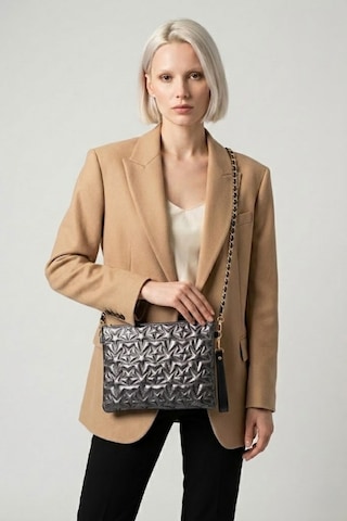 Gl-003 Yıldız Dikişli Kadın El Çantası Clutch Çanta Omuz Çantası Çapraz Çanta Pörtföy Çanta Füme
