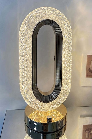 Şarjlı Dokunmatik Dekoratif Dim Edilebilir Masa Lambası Gold, Kristal Elmas Diğer