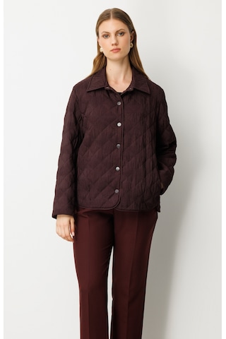 Ekol Kadın Büyük Beden Yan Cepli Çıt Çıtlı Mont 6801 Bordo Bordo