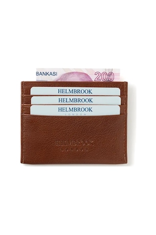 Helmbrook London Barry Erkek Taba Deri Özel Tasarım Çok Bölmeli Rfid Korumalı Kartlık Taba