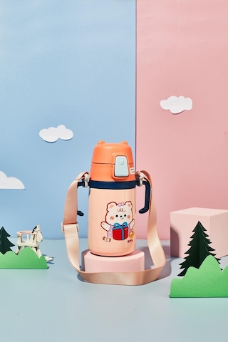 Rovco Çocuk Boyun Askılı Pipetli Paslanmaz Çelik Termos 400 Ml