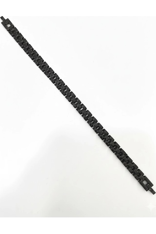 Siyah Çelik Erkek Çelik Bileklik Boy 21.5 Cm / En 0.8 Mm - Ebl0076 Çok Renkli