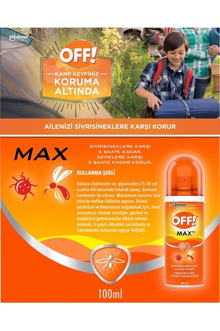 Off Max Sivrisinek ve Kene Kovar Sprey 100 ML